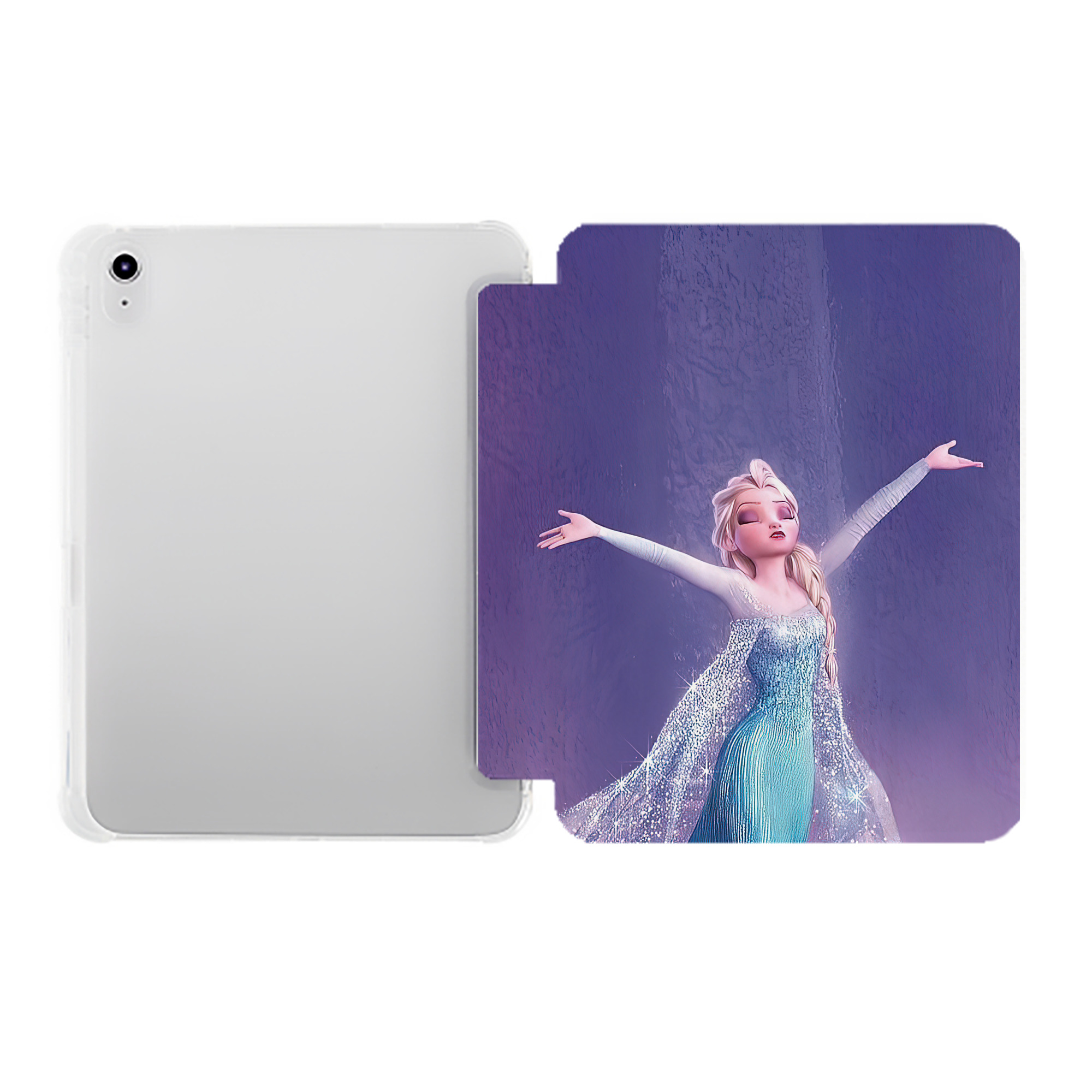 （画像用） アナと雪の女王 アンナ エルサ Frozen Anna Elsa IPad ケース ペン収納付き 三つ折りスタンド PUレザー×シリコン 対応機種9.5/10.5/10.9インチ